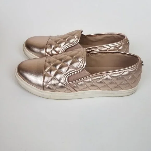 Steve Madden Zaander Pink Rose Gold Shiny Faux Leather Slip On Loafers - Picture 6 of 16